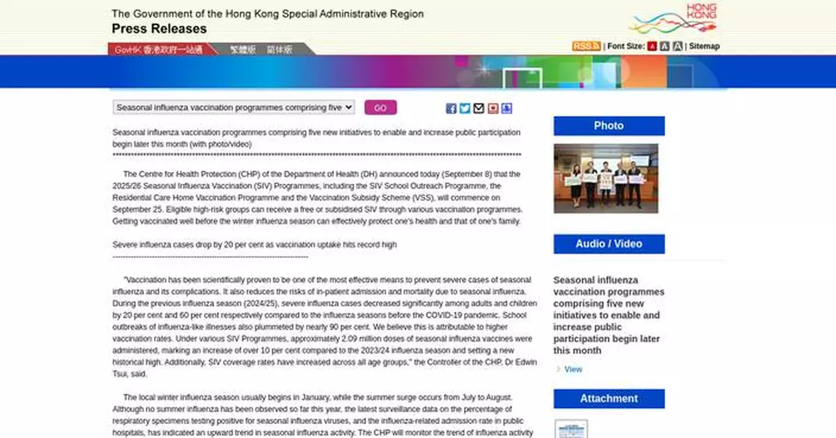 Severe Influenza A Case in Hong Kong: Vaccination Urged Amid Rising Outbreaks