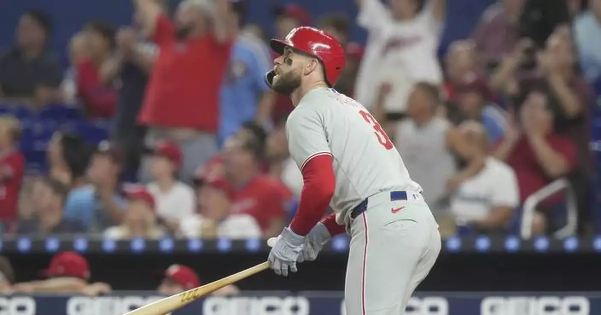 Harper homers and NL East-leading Phillies beat Marlins 4-2
