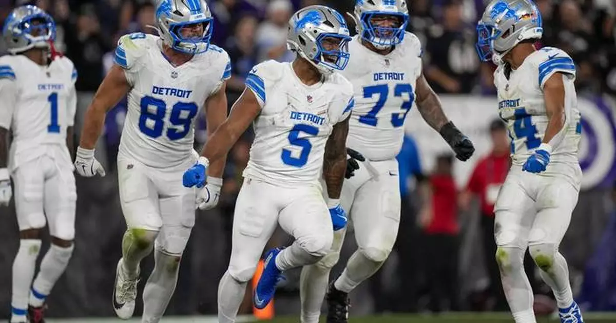 Lions run over the Ravens, sack Lamar Jackson 7 times in a 38-30 win over Baltimore