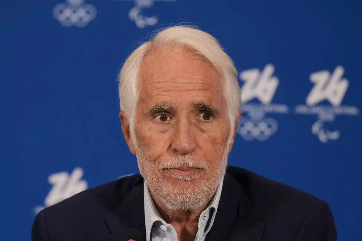 CIO member and CONI president Giovanni Malago' speaks during a news conference of the Organising Committee of the Olympic Winter Games Milano Cortina 2026, following the meeting of the IOC Coordination Commission, in Milan, Italy, Wednesday, Sept. 17, 2025. (AP Photo/Luca Bruno)