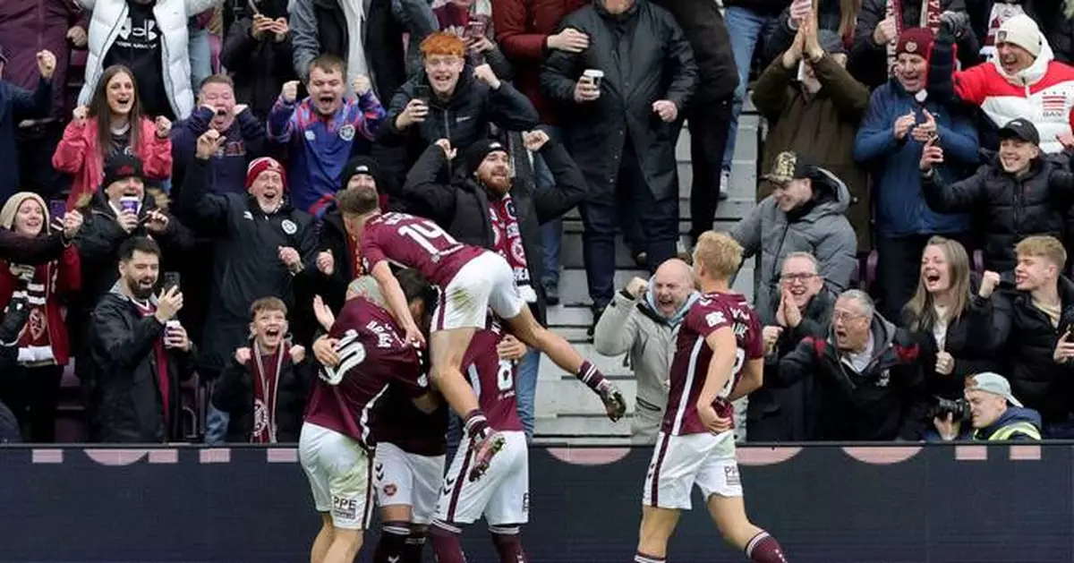 Hearts underlines title threat in Scotland by beating Celtic to move 8 points clear