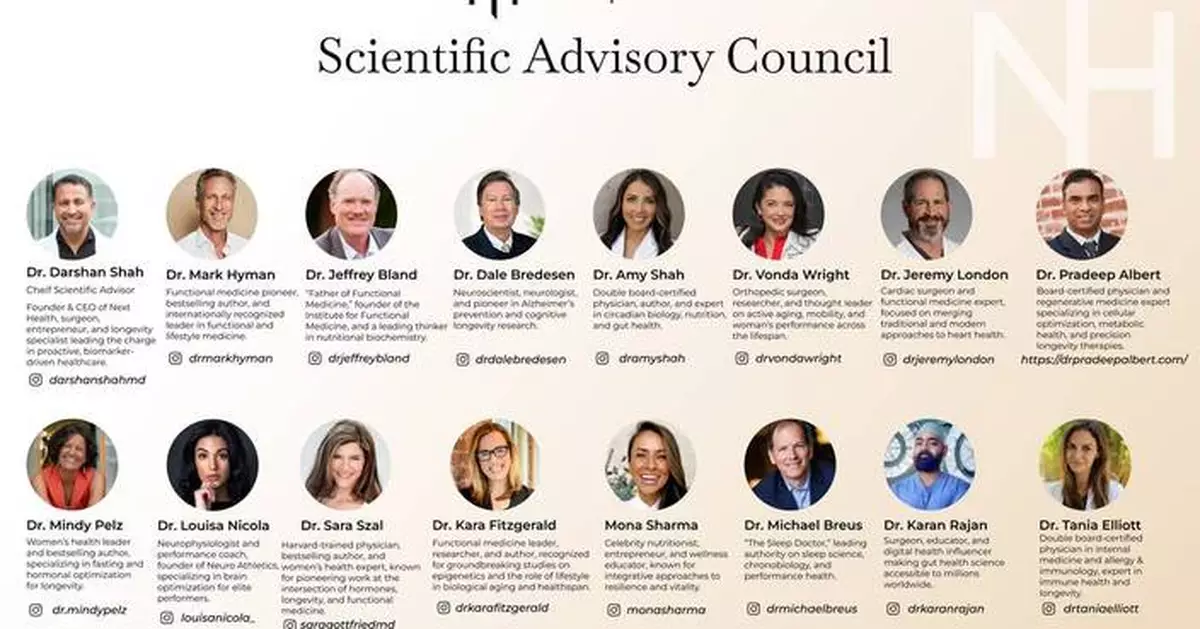 Next Health Launches World-Class Scientific Advisory Council to Revolutionize Longevity Medicine and Proactive Healthcare