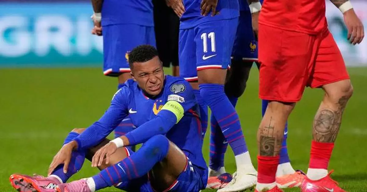 Mbappé to miss France's World Cup qualifier vs. Iceland because of ankle injury