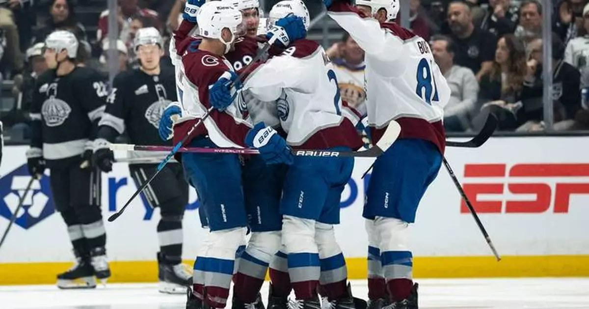 Martin Necas scores 2 goals, and the Avalanche rout the Kings 4-1 in a dominant season opener