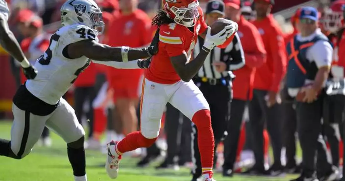 Patrick Mahomes leads Chiefs to 31-0 rout of Raiders as Rashee Rice returns with 2 TDs