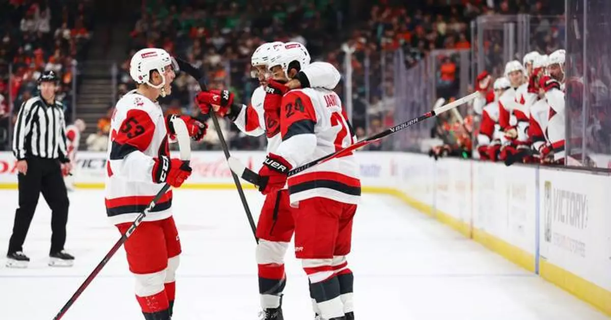 Seth Jarvis scores twice and the Carolina Hurricanes stay unbeaten, beating the Ducks 4-1