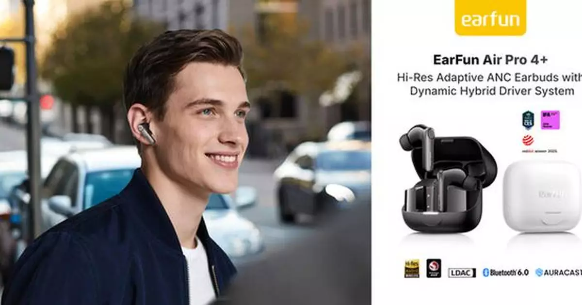 EarFun Redefines Sub-$100 Wireless Audio with Air Pro 4+: The World's First Hi-Res Certified Dual-Driver ANC Earbuds