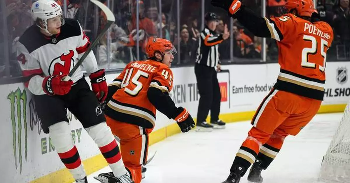 Cutter Gauthier, Beckett Sennecke tally goal and assist to lead Ducks 4-1 over Devils