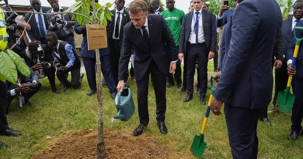French President Emmanuel Macron visits Gabon, in photos