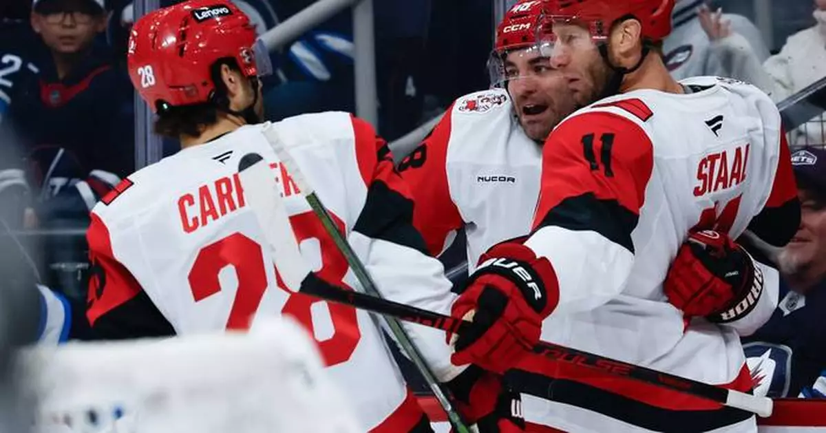 Jordan Staal scores twice in Hurricanes' 4-3 victory over Jets