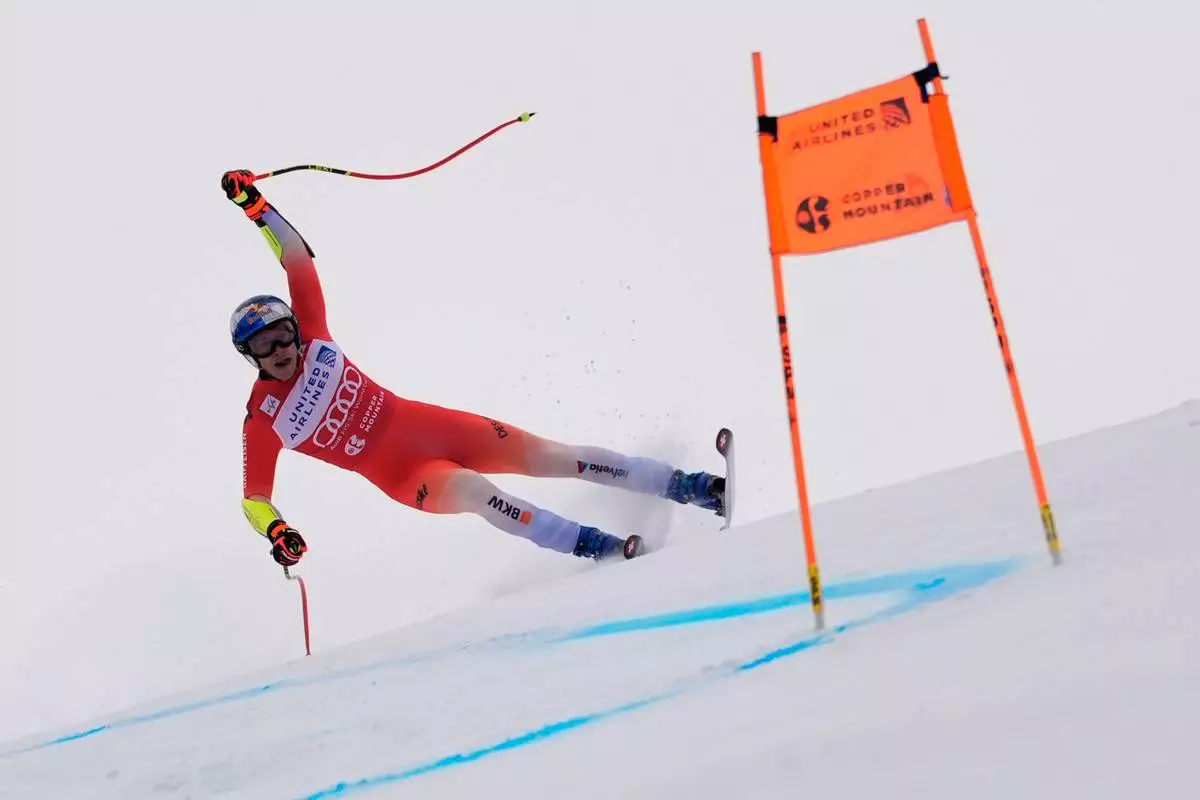 Switzerland's Marco Odermatt competes during a World Cup men's super-G skiing race, Thursday, Nov. 27, 2025, in Copper Mountain. (AP Photo/Robert F. Bukaty)