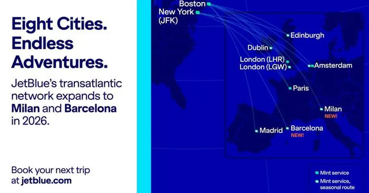 JetBlue Announces New Service from Boston to Barcelona and Milan