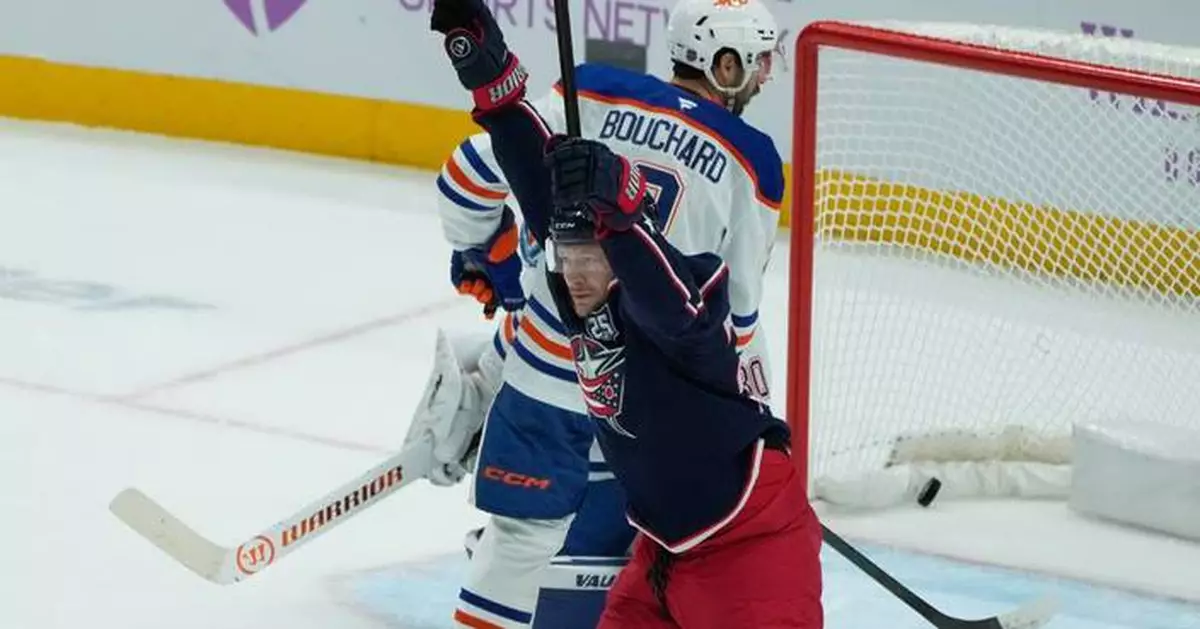 Olivier scores 2 goals to help lift Blue Jackets past Oilers 5–4