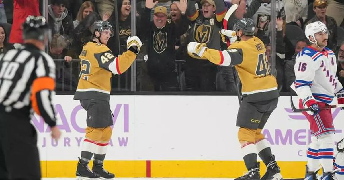 Bowman scores on power play again as Golden Knights hold off Rangers 3-2