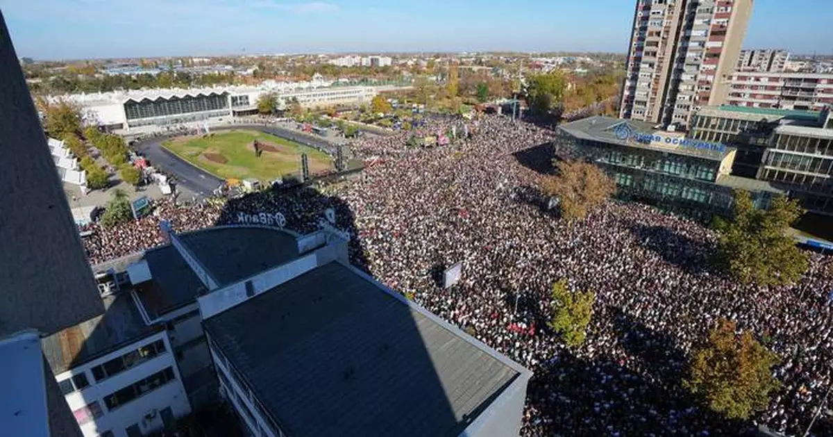 Serbia marks anniversary of deadly train station disaster with large rally