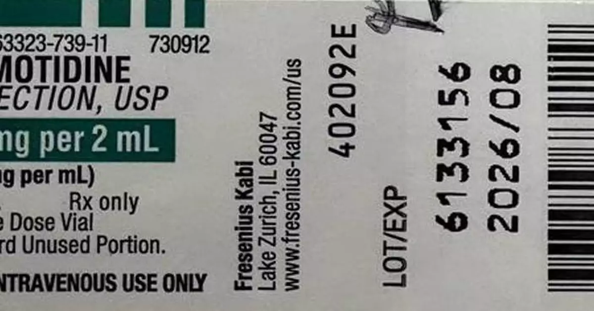 Fresenius Kabi Issues Voluntary Nationwide Recall of Three Lots of Famotidine Injection, USP, 20 mg per 2 mL (10 mg per mL), 2 mL Fill in a 2 mL Vial Due to Out-of-Specification Endotoxin Results in Certain Reserve Samples