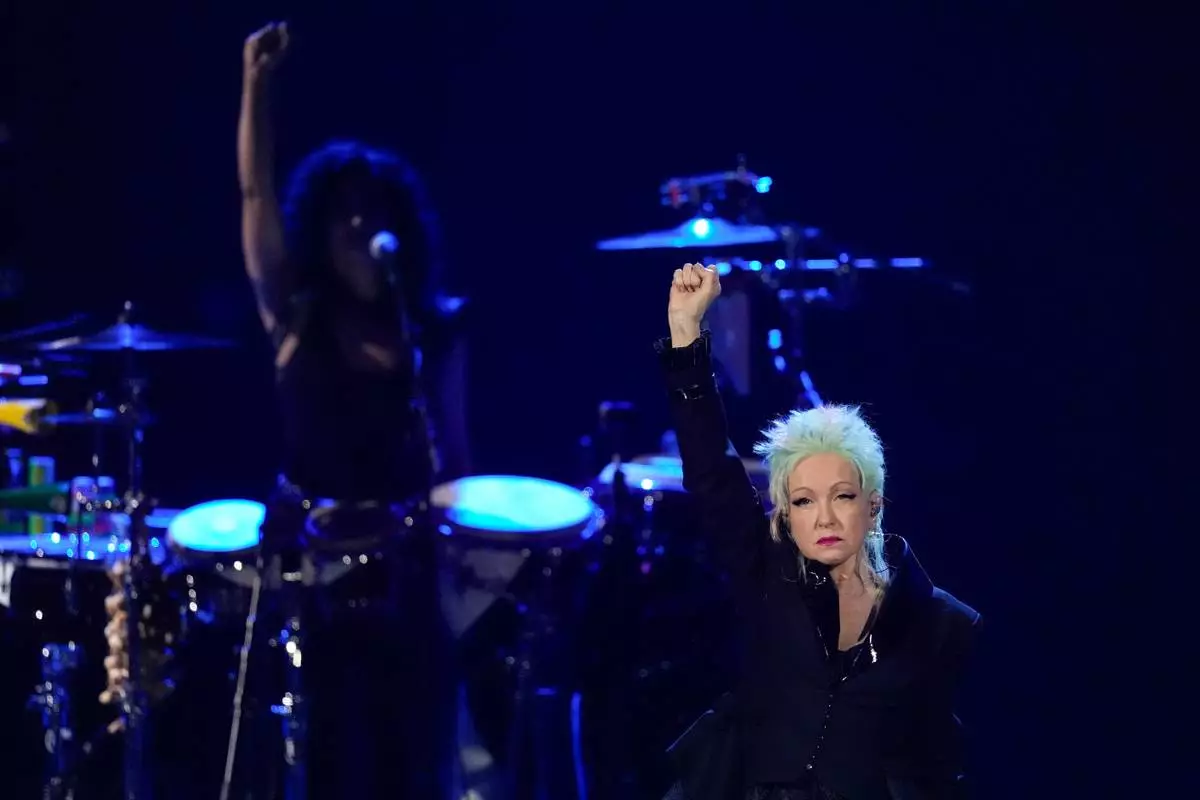 Cyndi Lauper performs during the 2025 Rock and Roll Hall of Fame Induction Ceremony on Saturday, Nov. 8, 2025, at L.A. Live in Los Angeles. (AP Photo/Chris Pizzello)