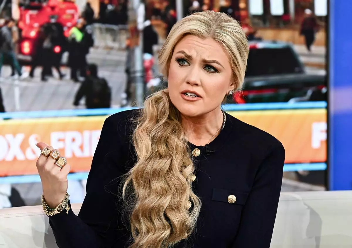 Turning Point USA CEO Erika Kirk speaks during an appearance on "Fox &amp; Friends" at Fox News headquarters on Tuesday, Dec. 9, 2025, in New York. (Photo by Evan Agostini/Invision/AP)