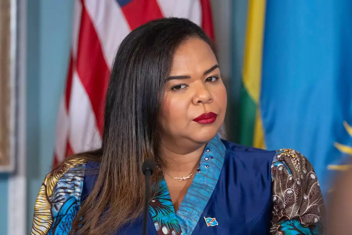 FILE - Democratic Republic of the Congo's Foreign Minister Therese Kayikwamba Wagner attends a signing ceremony for a peace agreement between Rwanda and the Democratic Republic of the Congo at the State Departmentin Washington, June 27, 2025. (AP Pho to/Mark Schiefelbein, File)