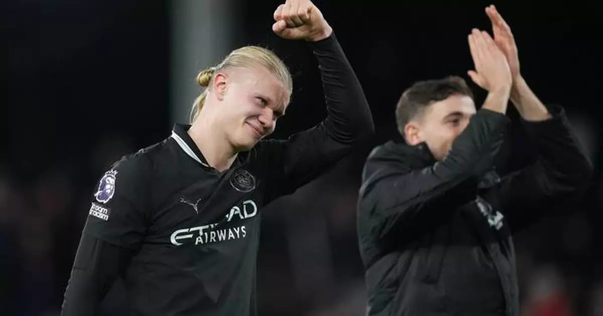 Haaland scores his 100th Premier League goal as City beats Fulham 5-4. Romero nets 2 for Spurs