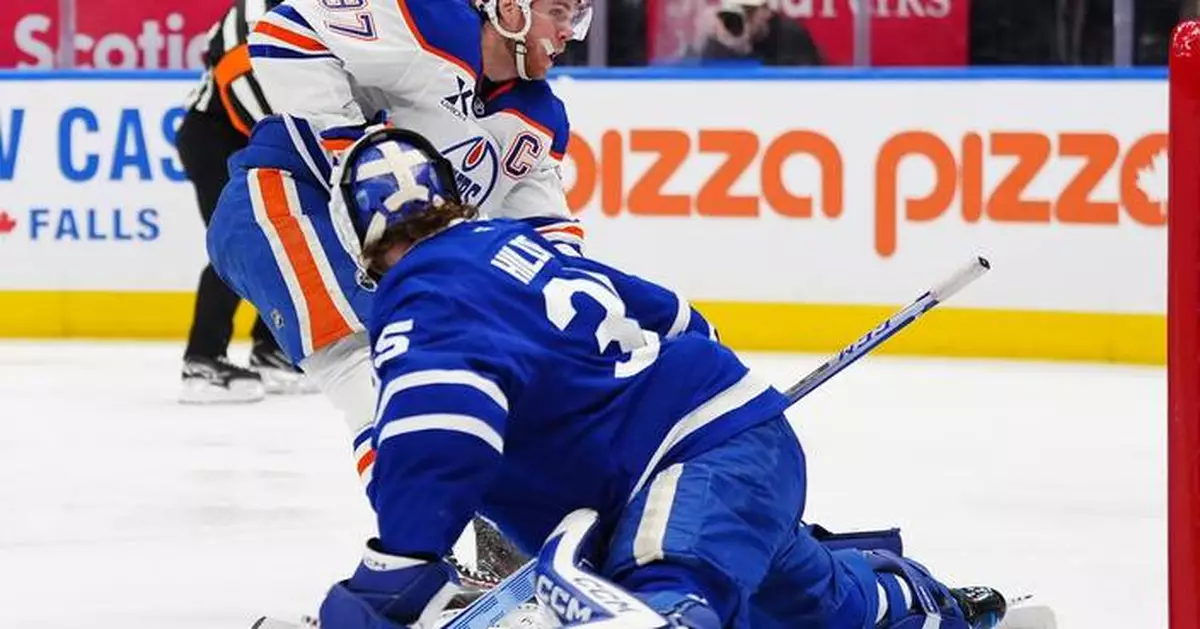 McDavid has 2 goals and an assist to back Jarry in Oilers' 6-3 win over Maple Leafs