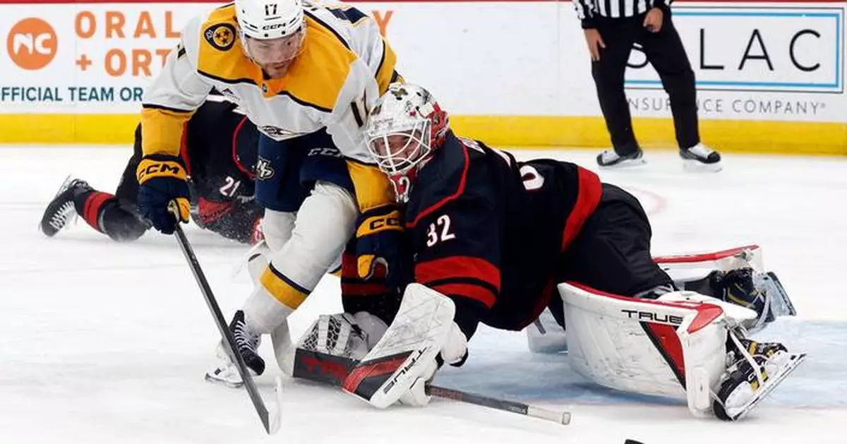 Blake has 2 goals and an assist to lead the Hurricanes past the Predators, 6-3