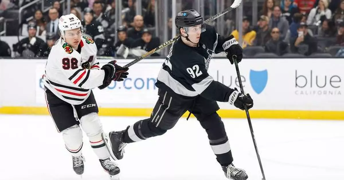 Clarke scores twice, Kuemper makes 23 saves in Kings' 6-0 romp over Blackhawks