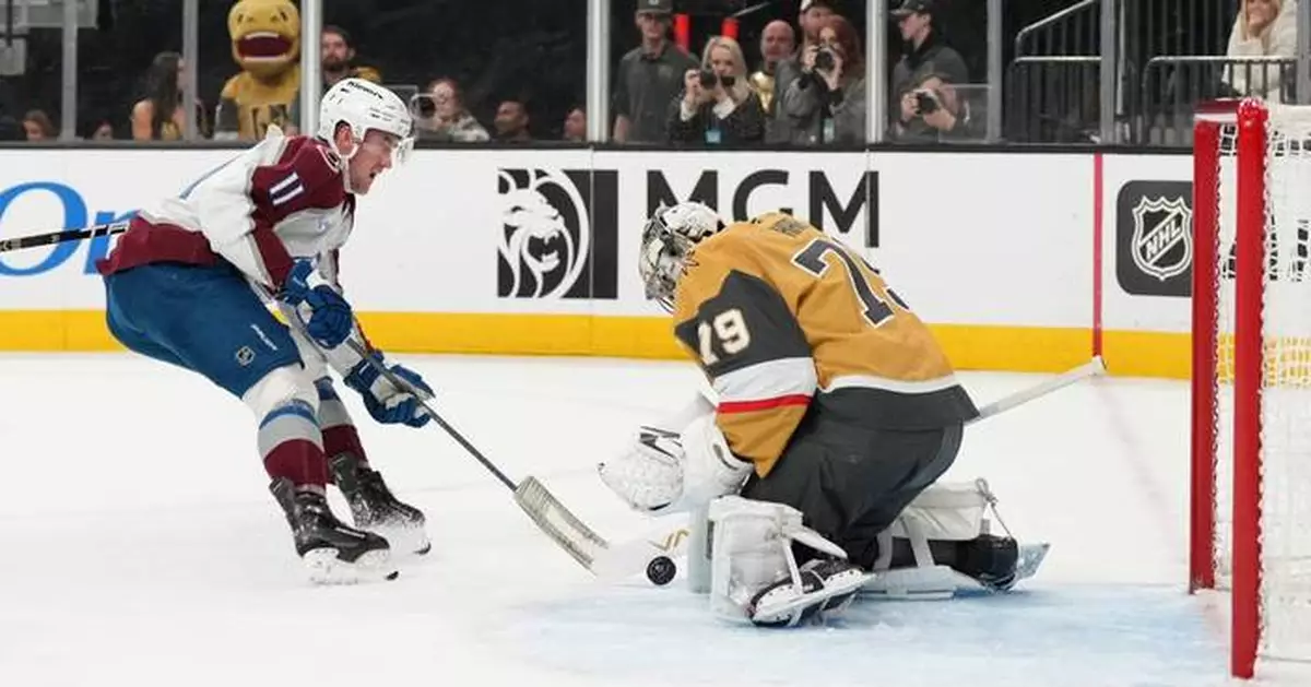 Necas scores twice, MacKinnon gets shootout winner, Avs top Knights 6-5