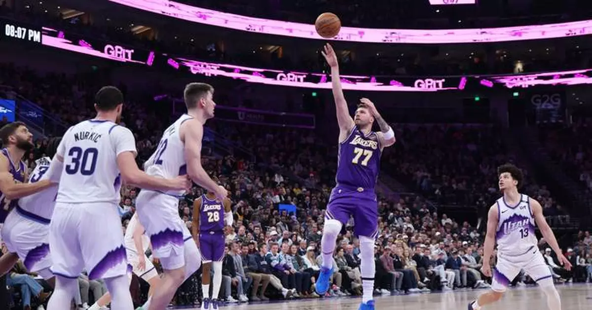 Doncic has 45 points and a triple-double as the Lakers come back to beat the Jazz 143-135