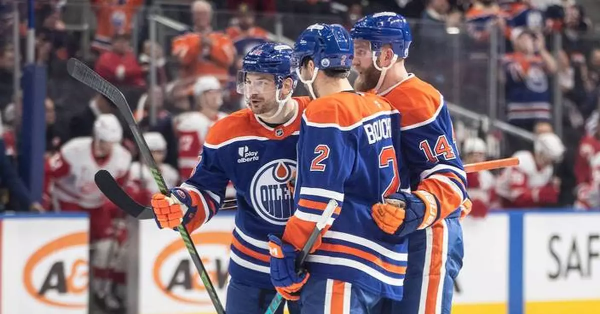 Hyman has 3 goals, McDavid gets 4 assists as Oilers beat Red Wings 4-1