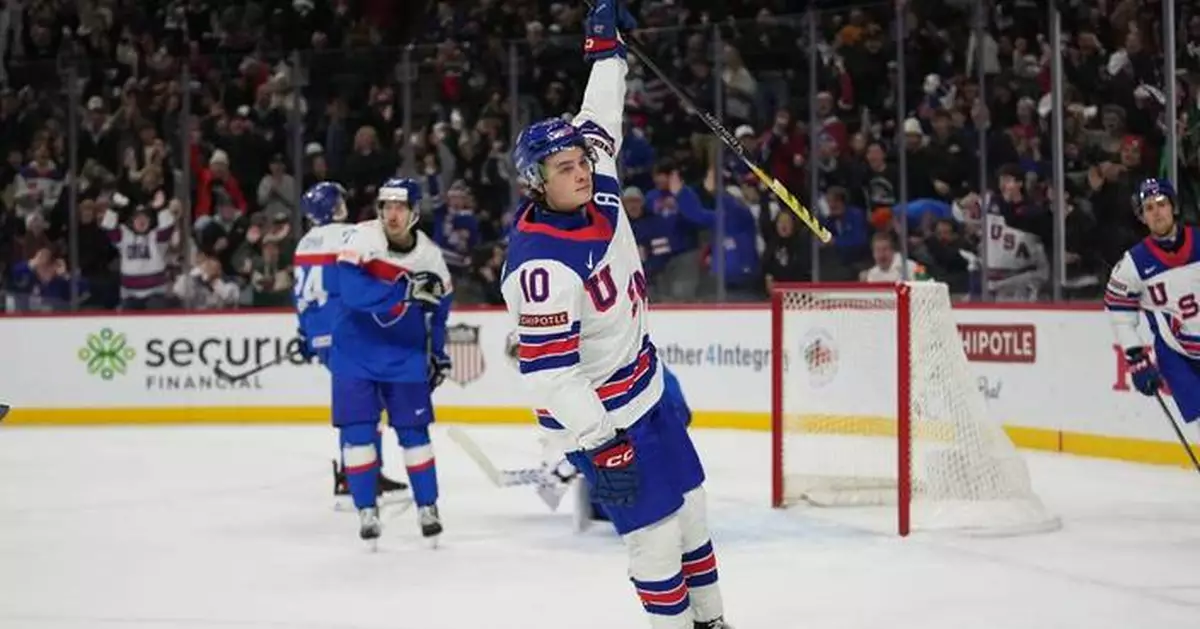 BC's James Hagens scores twice, US beats Slovakia 6-5 in world junior hockey