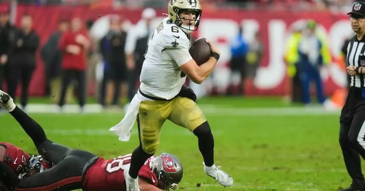 Rookie QB Tyler Shough's 2 TD runs lead Saints to a 24-20 upset of Buccaneers