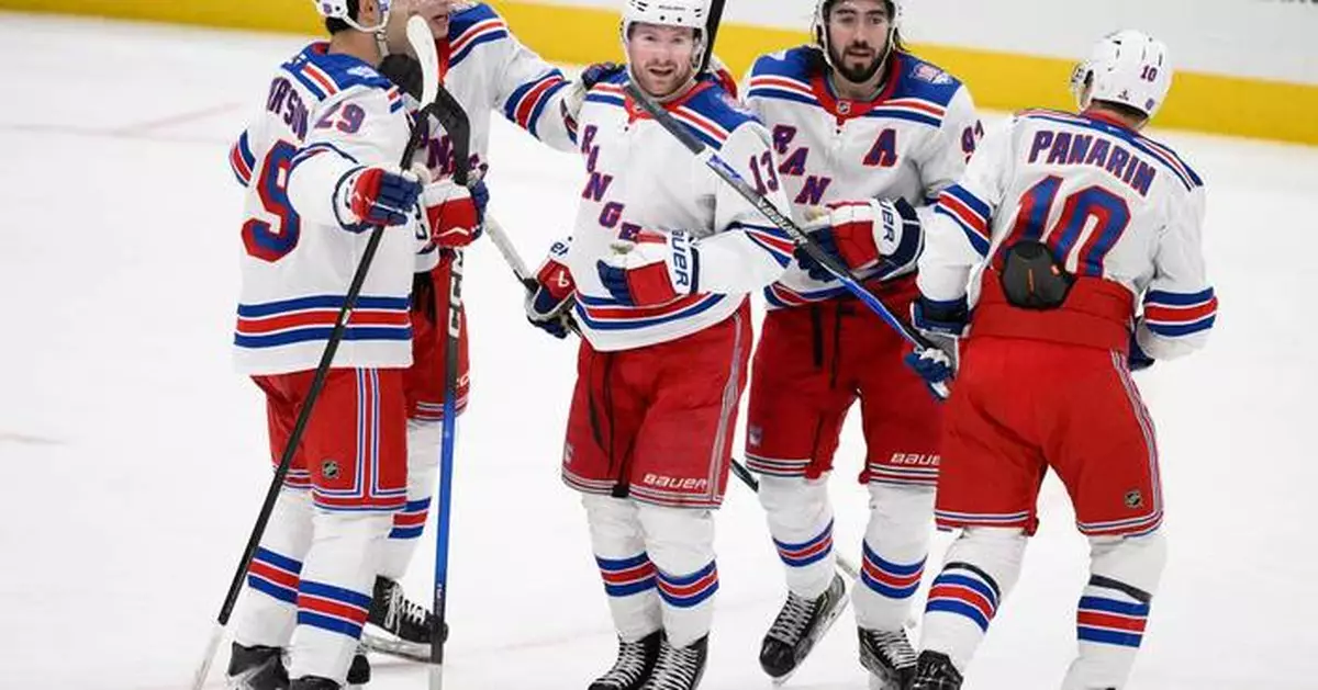 Lafreniere scores his 100th as part of a 5-goal barrage by the Rangers in the 3rd period