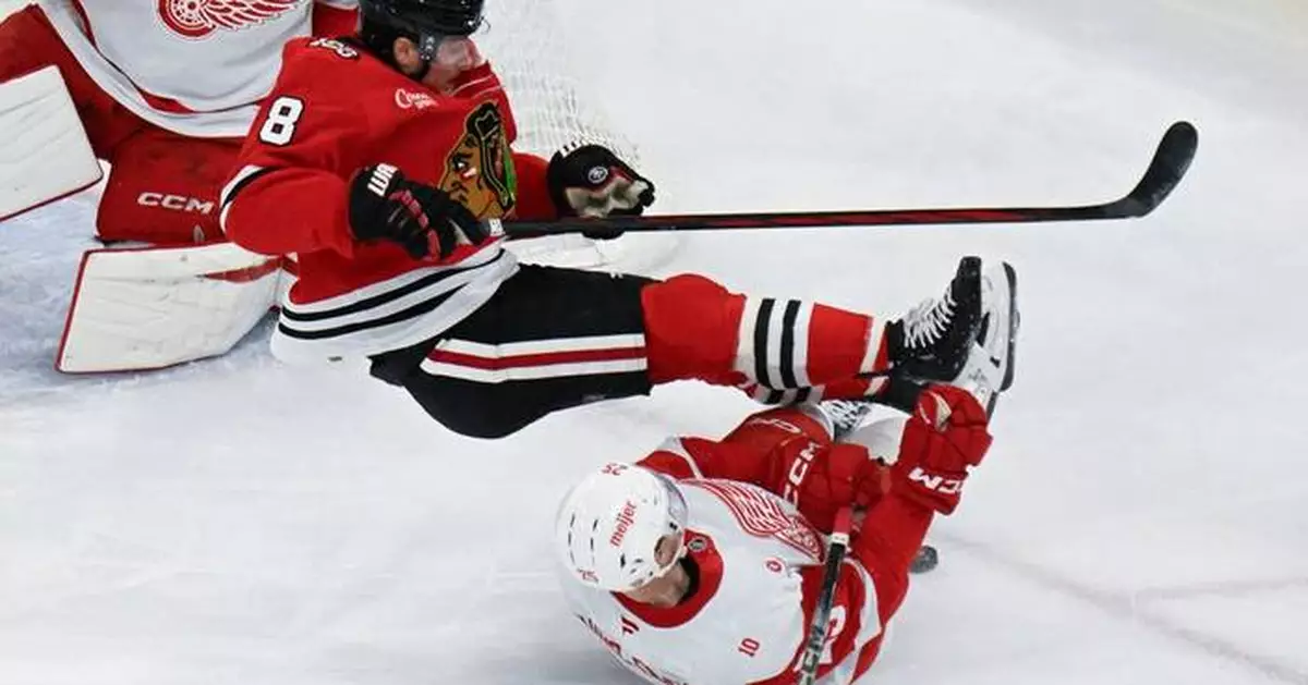 Alex DeBrincat scores twice as Red Wings shut out Blackhawks 4-0