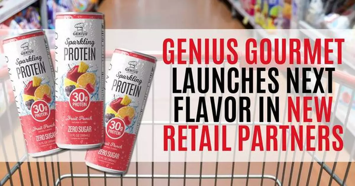 Genius Gourmet Expands Sparkling Protein Line with Launch of Fruit Punch 30g Sparkling Protein Flavor - Extends National Retail Footprint