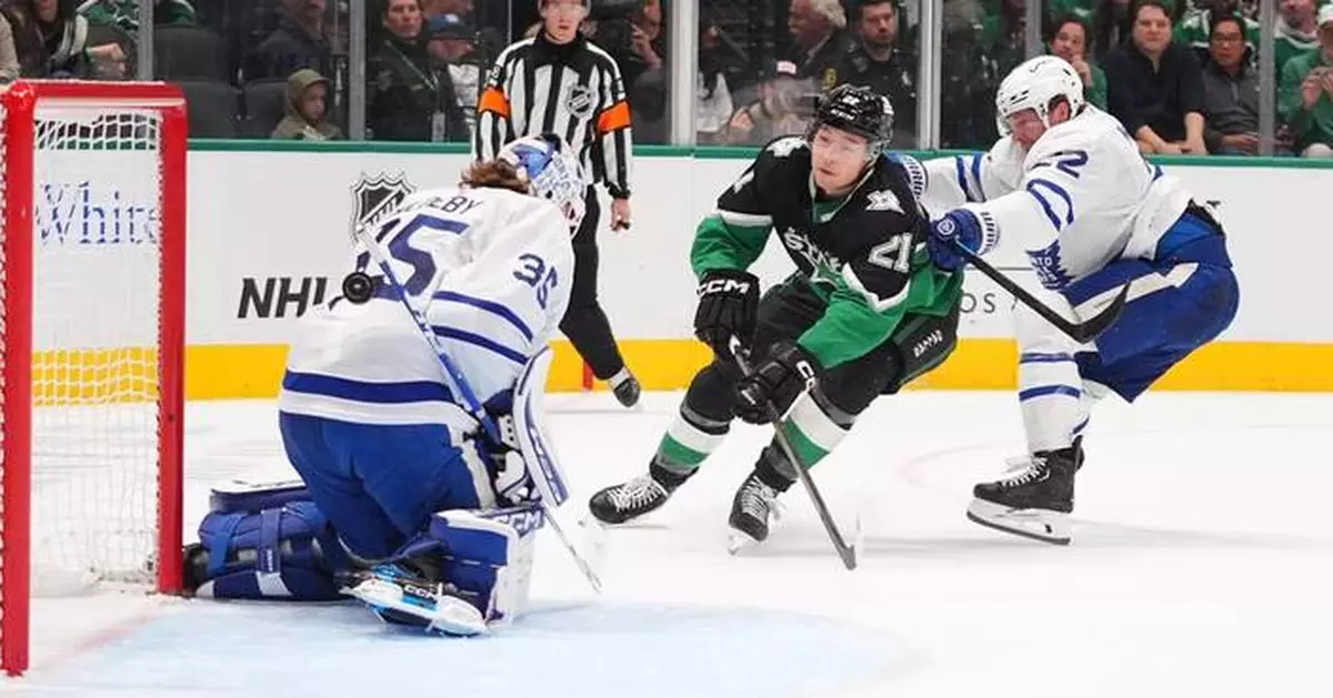 Robertson scores 23rd goal, Oettinger gets 16th win as Stars top Leafs 5-1