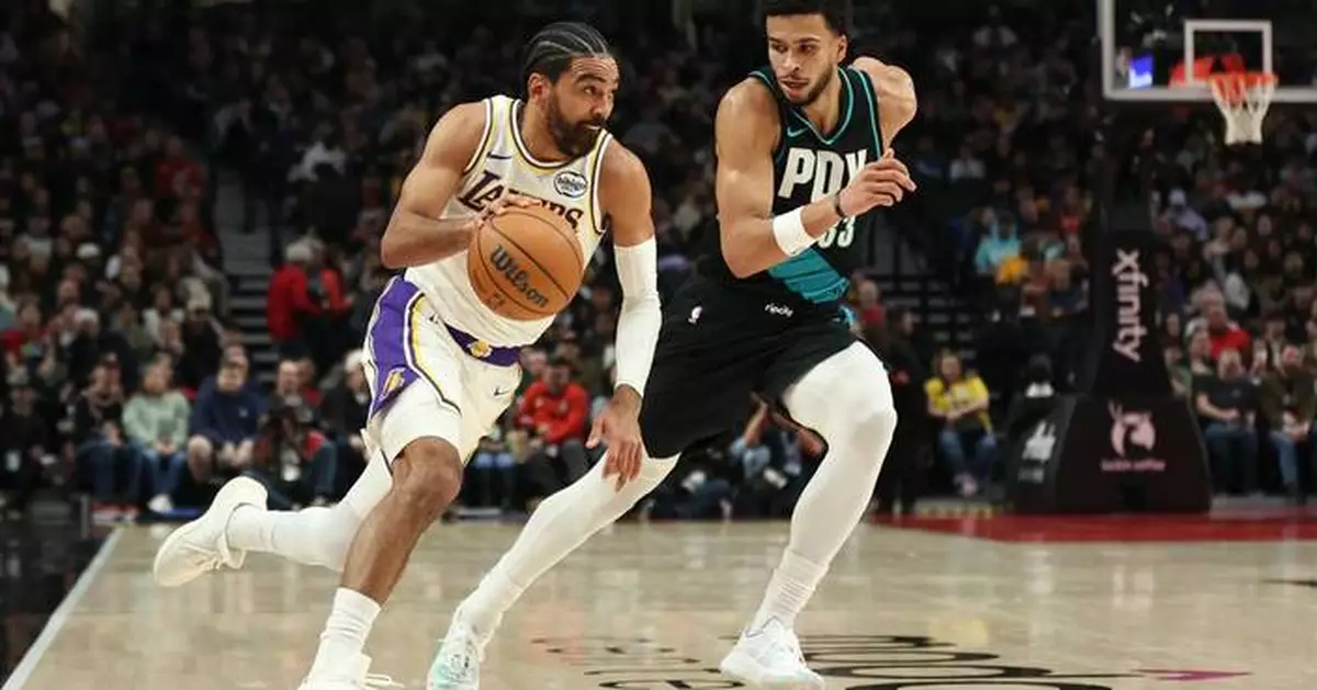 Sharpe leads Blazers to 132-116 win over the Lakers, playing without Doncic