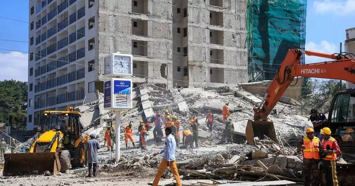 A tall building under construction collapses in Nairobi, with 4 believed to be trapped