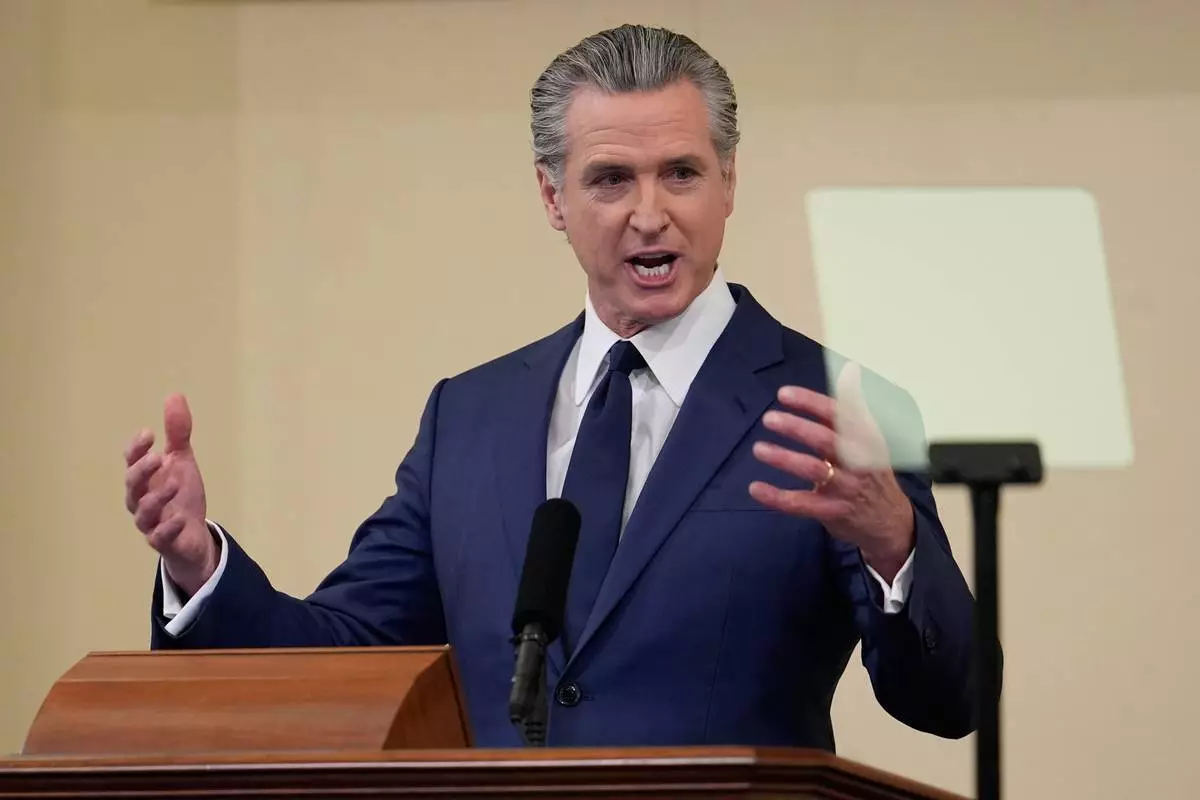 California Gov. Gavin Newsom speaks during his State of the State address Thursday, Jan. 8, 2026, in Sacramento, Calif. (AP Photo/Godofredo A. Vásquez)