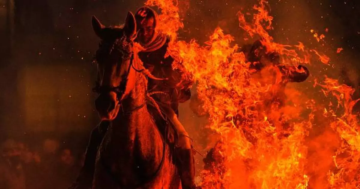 Photos of horses leaping through flames in centuries-old Spanish tradition