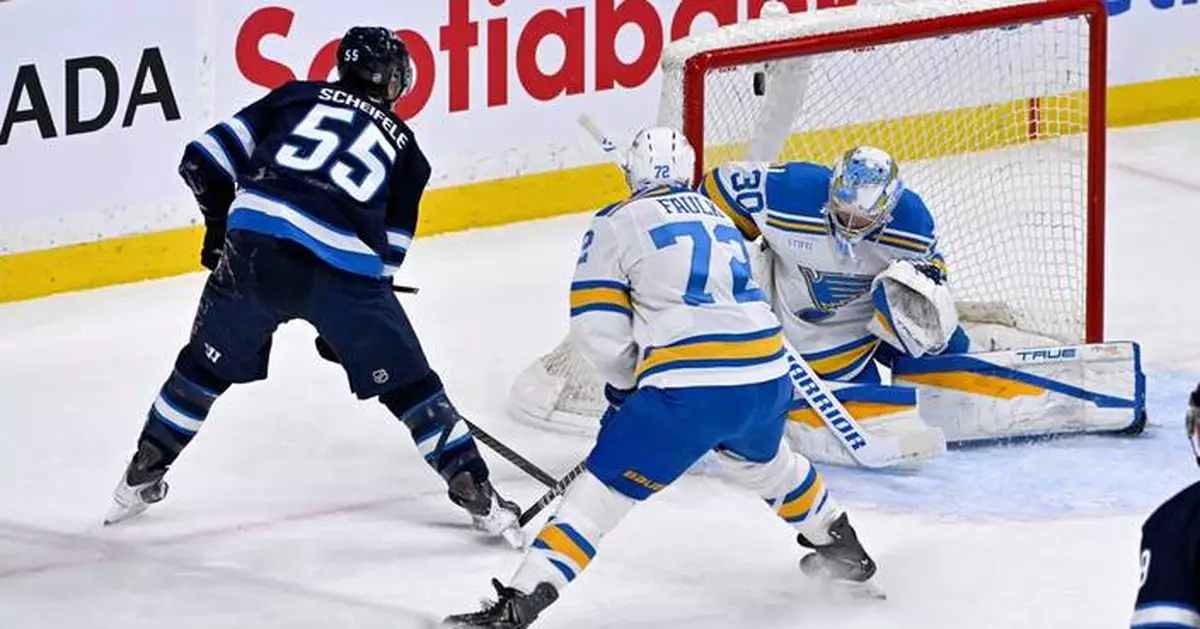 Scheifele and Morrissey power Jets to a 3-1 victory over the Blues