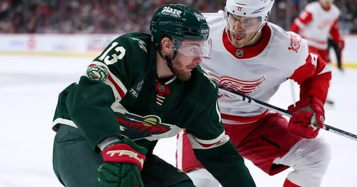 Kaprizov scores second goal of game in OT to lift Wild past Red Wings, 4-3