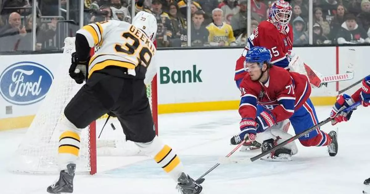 Geekie scores 100th career goal, Bruins beat Canadiens 4-3