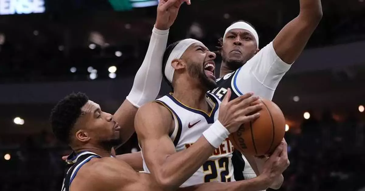 Strawther scores 20 points as short-handed Nuggets outlast slumping Bucks 102-100