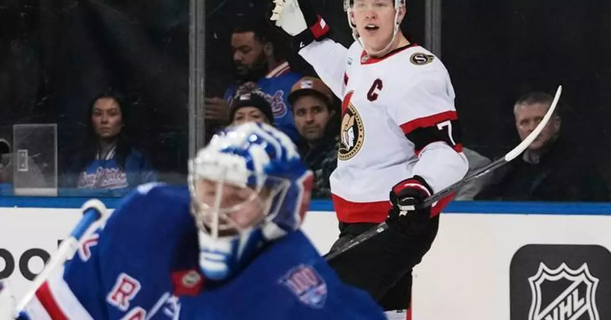 Brady Tkachuk scores his 200th goal as the Senators beat the Rangers 8-4