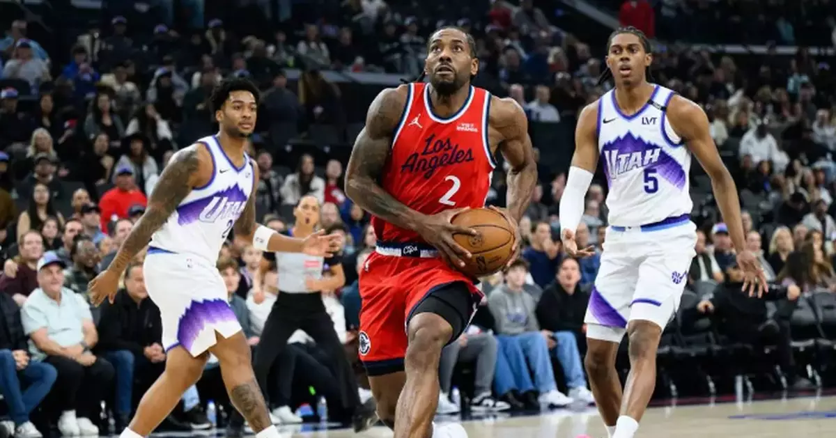 Kawhi Leonard's 45 points with bloodied nose lead Clippers to 6th straight win, 118-101 over Jazz