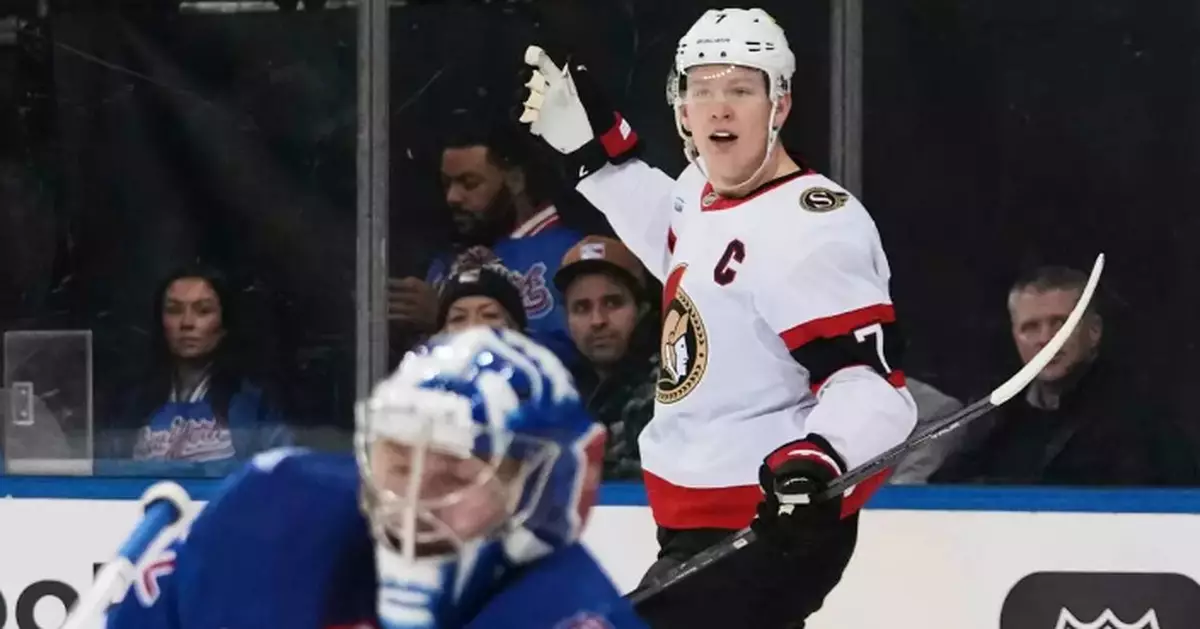 Brady Tkachuk scores his 200th goal as the Senators beat the Rangers 8-4