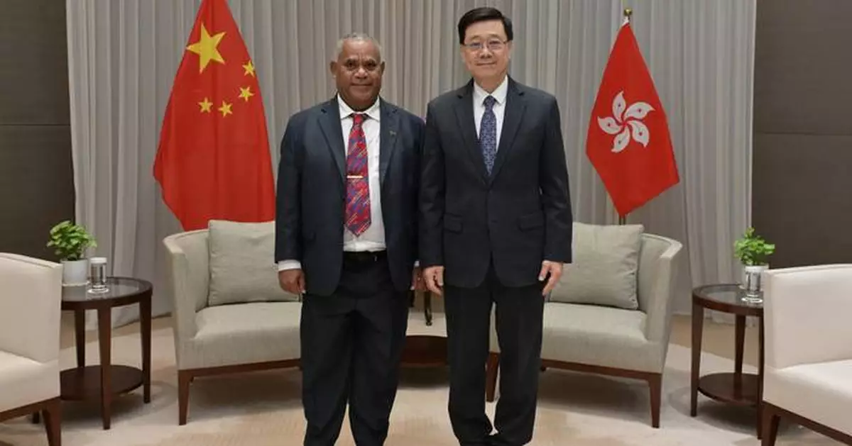 John Lee and Vanuatu's Prime Minister Discuss Growing Bilateral Trade and Cooperation Opportunities in Hong Kong Meeting.