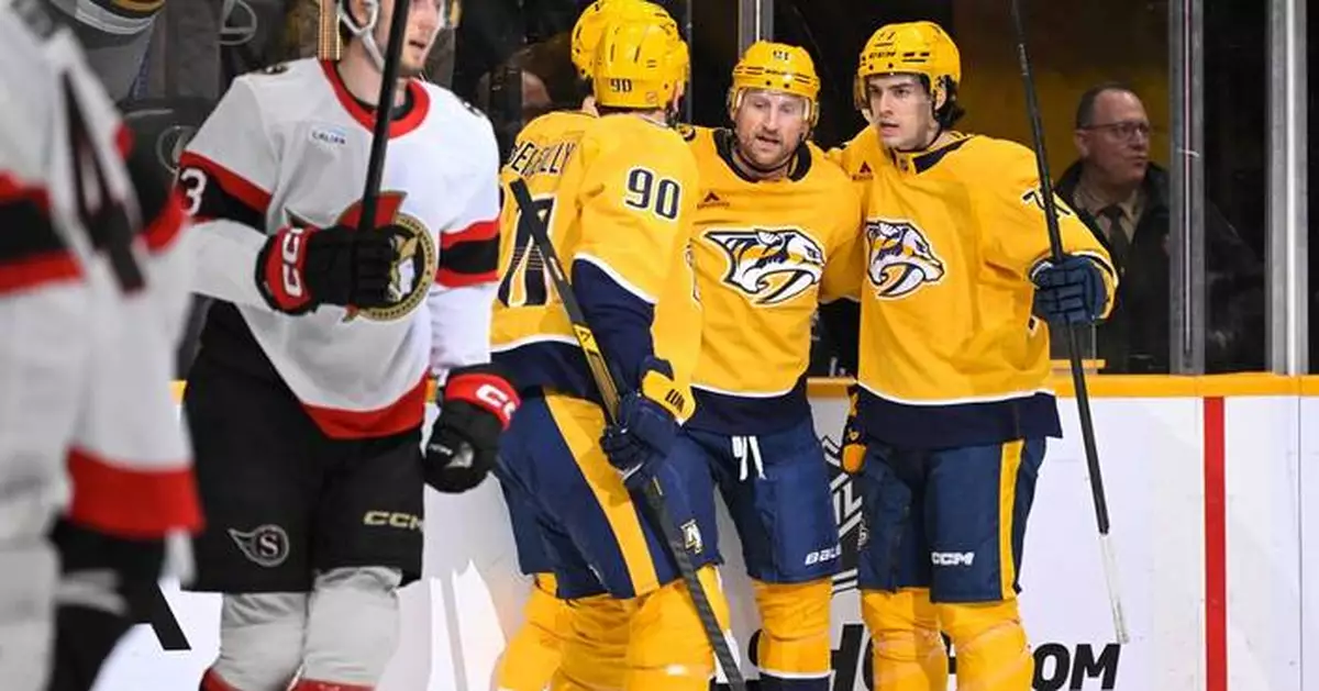 Stamkos breaks late tie with 3rd goal of game, Predators rally to beat Senators 5-3