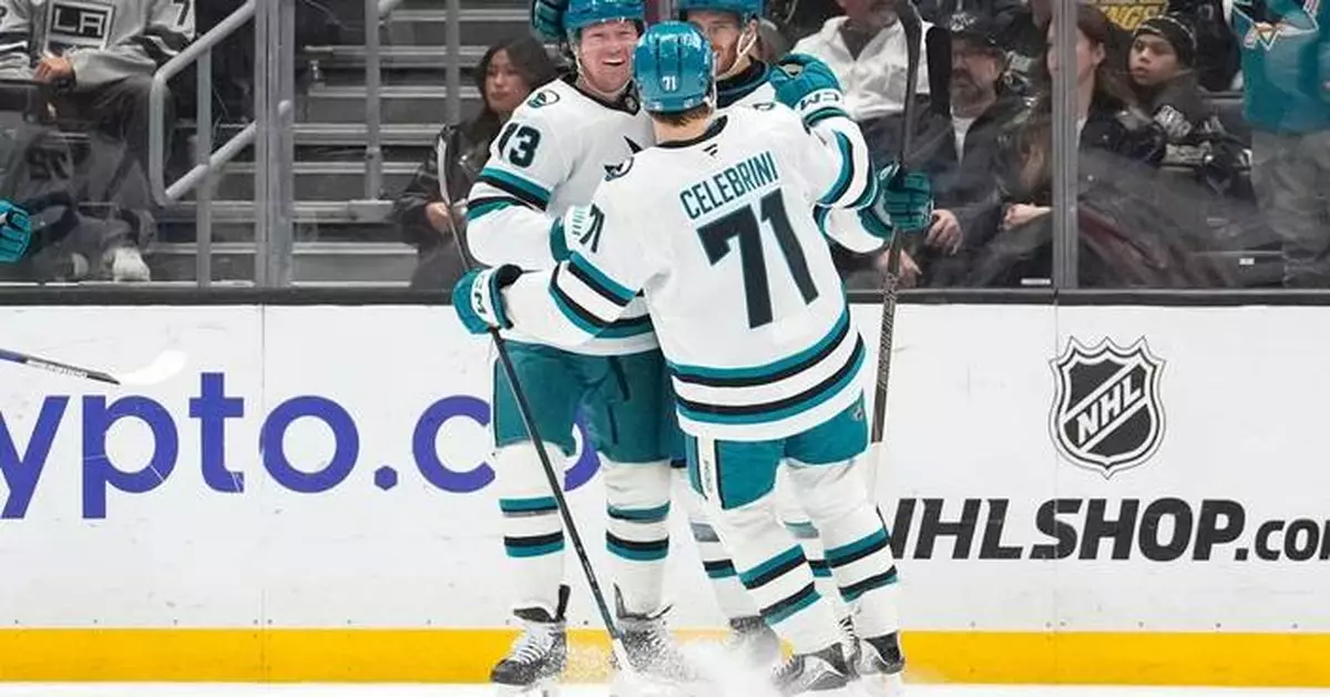 Celebrini extends point streak to 12 games as Sharks beat Kings 4-3 in overtime